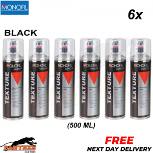 6x MONOFIL VARIO+ TEXTURE COATING BLACK BUMPER PAINT Aerosol 500ml