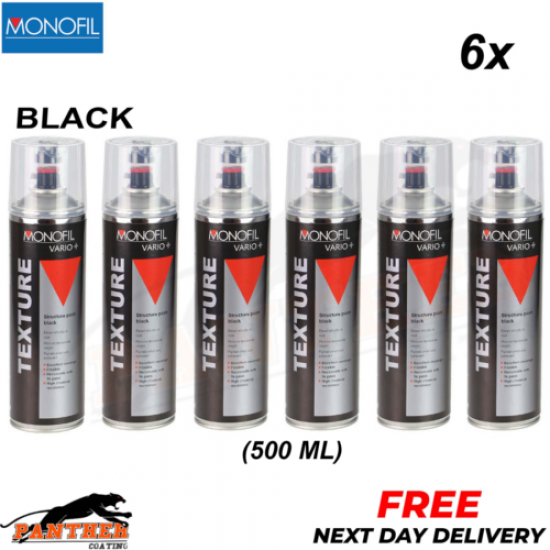 6x MONOFIL VARIO+ TEXTURE COATING BLACK BUMPER PAINT Aerosol 500ml
