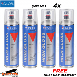 4x MONOFIL VARIO+ HIGH GLOSS CLEARCOAT FINISH LACQUER SPRAY CLEAR Aerosol 500ml