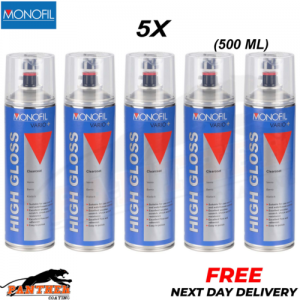 5x MONOFIL VARIO+ HIGH GLOSS CLEARCOAT FINISH LACQUER SPRAY CLEAR Aerosol 500ml