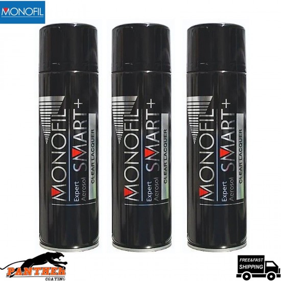 3X MONOFIL+Smart 1K Expert Gloss White Finish Paint Acrylic Spray Aerosol 500ml