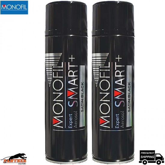 2x Monofil Satin Black Acrylic Spray Paint – Pack 500ml SMART+ 1K Aerosols