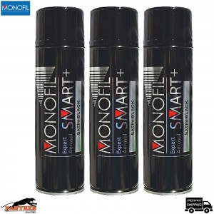 3x Monofil Satin Black Acrylic Spray Paint – Pack 500ml SMART+ 1K Aerosols