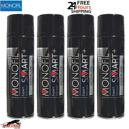 4x Monofil Satin Black Acrylic Spray Paint – Pack 500ml SMART+ 1K Aerosols