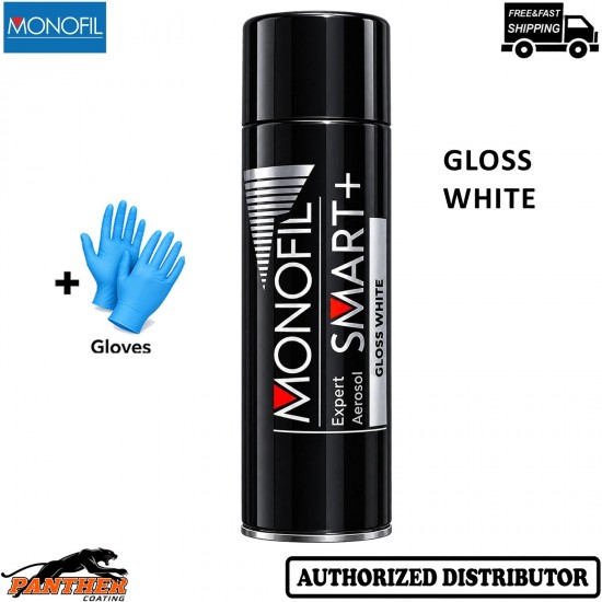 MONOFIL SMART+ 1K Gloss White 500ml Acrylic Car Spray Paint + Gloves