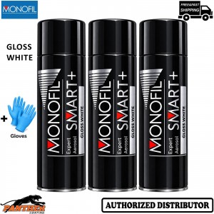 3x MONOFIL SMART+ 1K Gloss White 500ml Acrylic Car Spray Paint + Gloves