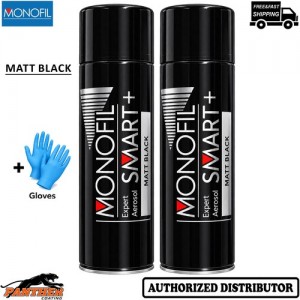 2x MONOFIL SMART+ 1K Matt Black 500ml Acrylic Car Spray Paint + Gloves
