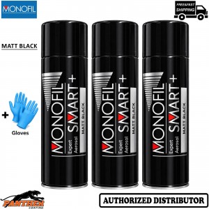 3x MONOFIL SMART+ 1K Matt Black 500ml Acrylic Car Spray Paint + Gloves