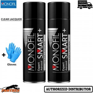 2x MONOFIL SMART+ Clear Coat 500ml Automotive Car Paint Lacquer Aerosol + Gloves