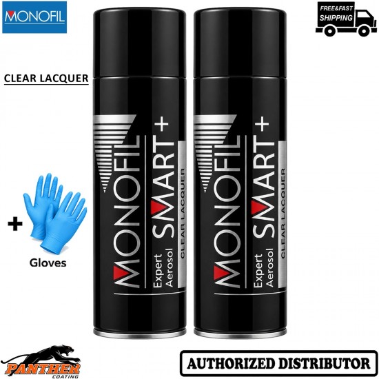 2x MONOFIL SMART+ Clear Coat 500ml Automotive Car Paint Lacquer Aerosol + Gloves