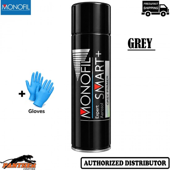 MONOFIL SMART+ Grey Filler Primer 500ml Automotive Aerosol + Gloves