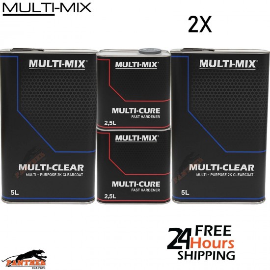 2x Multi-Mix Multi Clear MS 2K Clearcoat Kit 7.5L – Fast Hardener Included