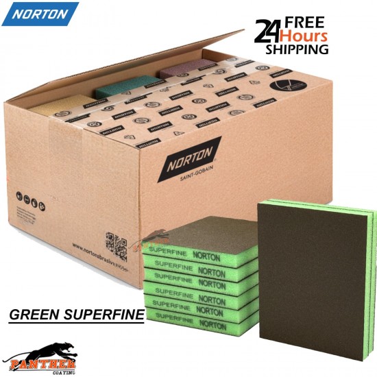 Norton Green Superfine Sanding Sponges P400–P600 Double Sided – Pack of 100 Body