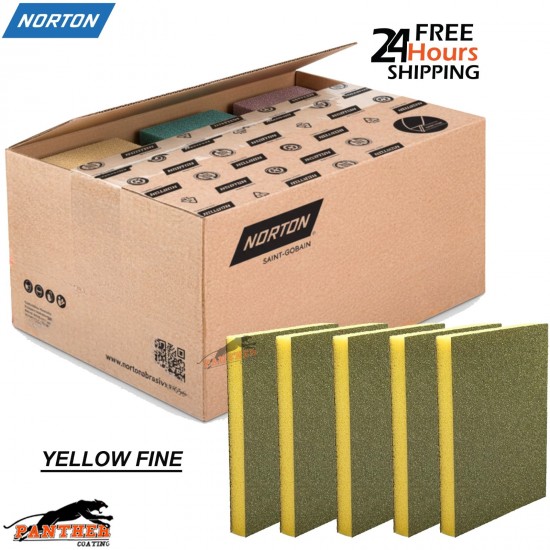 Norton Yellow Fine Sanding Sponges P220–P400 Double Sided – Pack of 100 Bodyshop