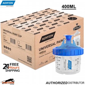Norton PPS Compatible Paint Cup System 400ml + Liners & 125 Micron Filters – 50