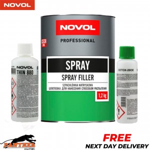 NOVOL POLYESTER SPRAY FILLER KIT 1.2KG + THINNER & HARDENER