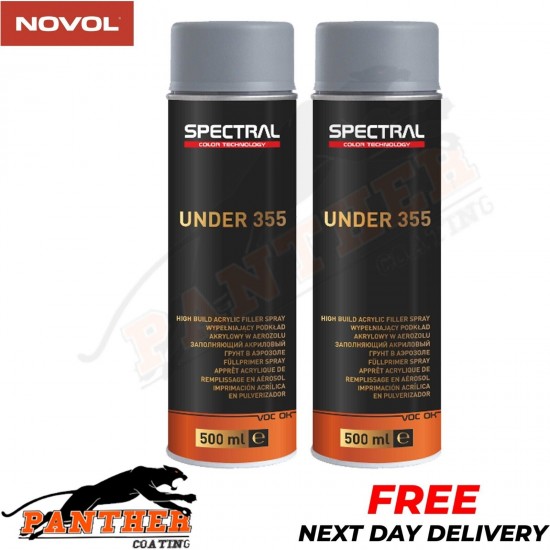 2 x NOVOL SPECTRAL UNDER 355 HIGH BUILD 1K PRIMER AEROSOL 500ML - GREY