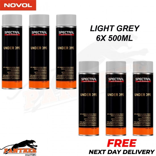 6x NOVOL Spectral Under 395 AntiCorrosion Epoxy Primer Aerosol Light Grey 500ml