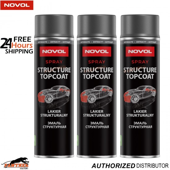 3x Novol Anthracite Grey Structure Spray 500ml Textured Bumper Coating