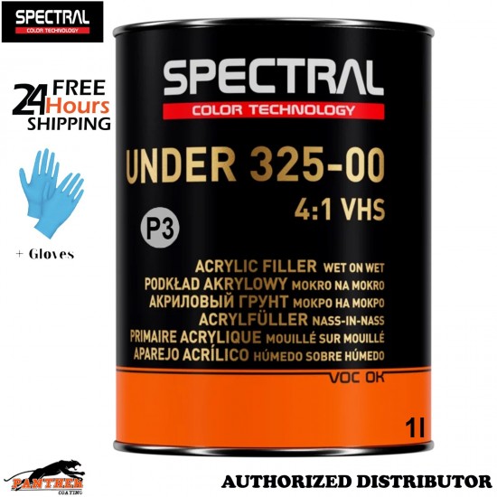 NOVOL SPECTRAL 325-00 P3 Grey Wet on Wet Primer 1L Automotive Car Body + Gloves