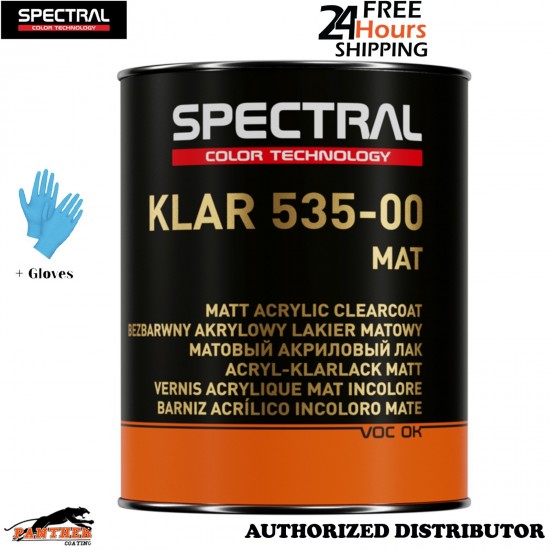 NOVOL SPECTRAL 535-00 Matt Clear Coat 1L 2K Automotive Lacquer + Gloves