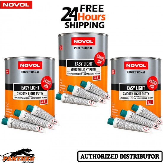 3X NOVOL Easy Light Body Filler 10.5L Professional Car Putty 90005