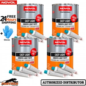 4X NOVOL Easy Light Body Filler 14L Professional Car Finishing Putty Kit +Gloves