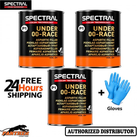 3x NOVOL SPECTRAL UNDER 00-RACE 2K Filler Primer P1 White 1L + Gloves