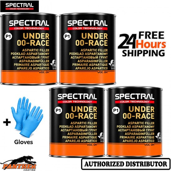 4x NOVOL SPECTRAL UNDER 00-RACE P1 White 3L Fast Cure Filler Primer + Gloves