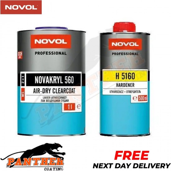 NOVOL PROFESSIONAL NOVAKRYL 560 1L AIR DRY CLEARCOAT MS 2+1 H 5160 HARDNER 500ML