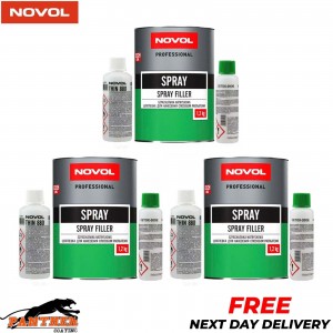 3x NOVOL POLYESTER SPRAY FILLER KIT 1.2KG + THINNER & HARDENER