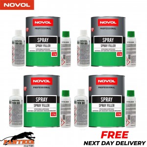 4x NOVOL POLYESTER SPRAY FILLER KIT 1.2KG + THINNER & HARDENER