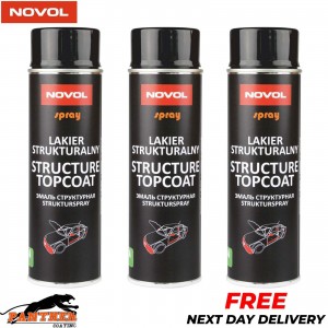 3 X NOVOL STRUCTURE TOPCOAT AEROSOL 500ML BLACK - TEXTURE BUMPER TRIM PLASTIC