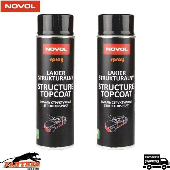 2 X NOVOL STRUCTURE TOPCOAT AEROSOL 500ML BLACK - TEXTURE BUMPER TRIM PLASTIC