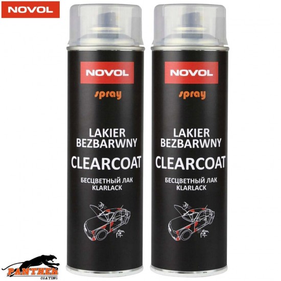 2x NOVOL LAKIER BEZBARWNY CLEARCOAT SPRAY 1K FAST DRYING LACQUER AEROSOL 500ML