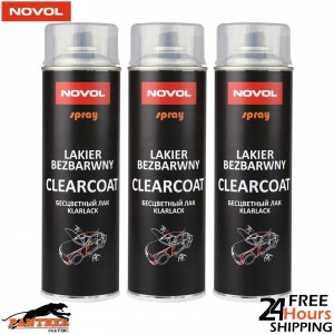 3x NOVOL LAKIER BEZBARWNY CLEARCOAT SPRAY 1K FAST DRYING LACQUER AEROSOL 500ML