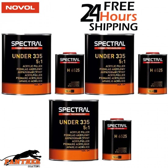 3x NOVOL SPECTRAL UNDER 335 5:1 ACRYLIC FILLER PRIMER & H6525 KIT 4.2L - P3 GREY