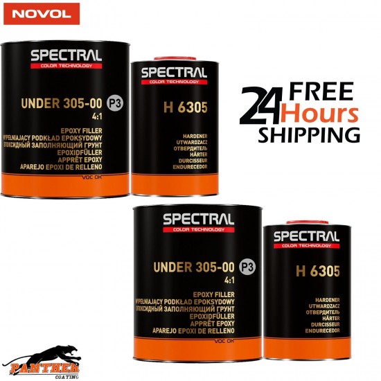2 x Novol Spectral UNDER 305-00 P3 GREY EPOXY FILLER with H 6305 3.5L KIT