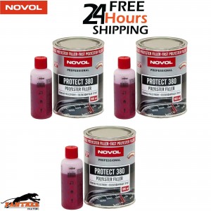 3X NOVOL PROTECT 380 POLYESTER SPRAY FILLER PRIMER KIT WITH 0.8L HARDENER