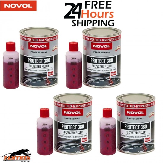 4X NOVOL PROTECT 380 POLYESTER SPRAY FILLER PRIMER KIT WITH 0.8L HARDENER