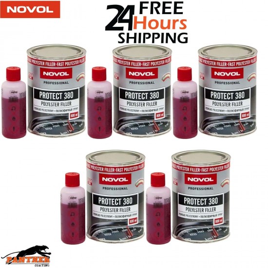 5X NOVOL PROTECT 380 POLYESTER SPRAY FILLER PRIMER KIT WITH 0.8L HARDENER