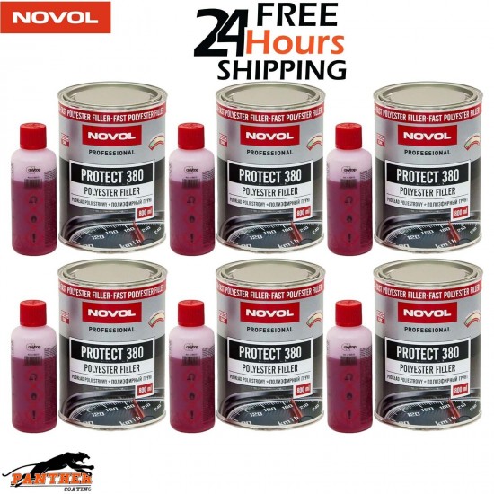 6X NOVOL PROTECT 380 POLYESTER SPRAY FILLER PRIMER KIT WITH 0.8L HARDENER