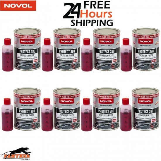 8X NOVOL PROTECT 380 POLYESTER SPRAY FILLER PRIMER KIT WITH 0.8L HARDENER
