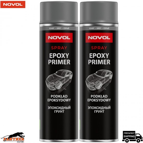2x NOVOL Epoxy Primer 91141 Grey 500ml Spray Aerosol for Car Bodywork