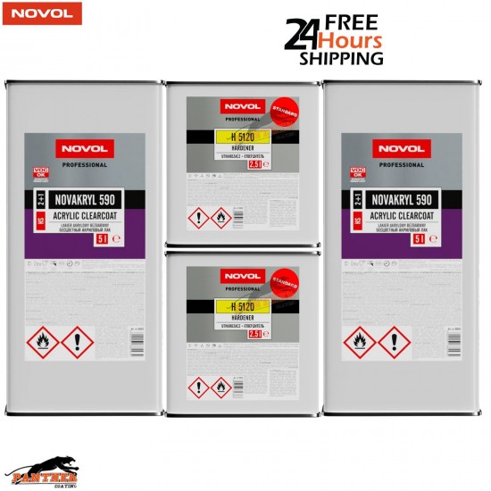 2X NOVOL Novakryl 590 2K HS Clear Lacquer + 2X H5120 Standard Hardener 7.5L Kit
