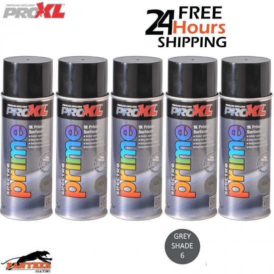 5 X PROXL SPECTRO PRIME AEROSOL 400ML - GREY SHADE 6 - PRO XL SPOT ETCH