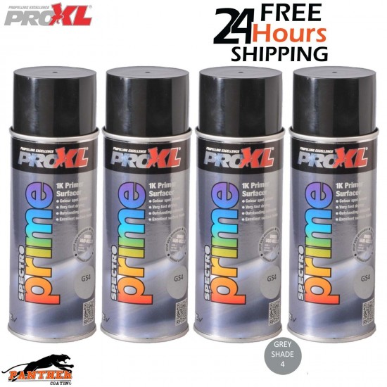 4 X PROXL SPECTRO PRIME AEROSOL 400ML - GREY SHADE 4 - PRO XL SPOT ETCH
