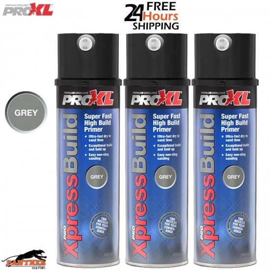 3x ProXL XpressBuild Primer Grey – 500ml High Build Automotive Spray