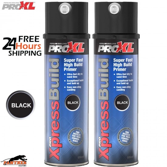 2x ProXL XpressBuild 500ml Black High Build Primer – Professional Aerosol