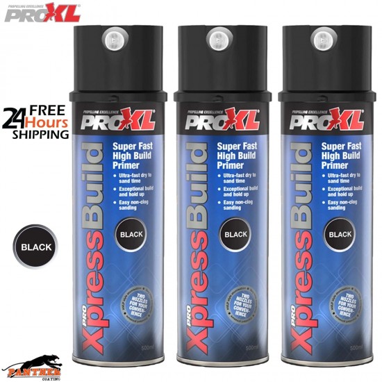 3x ProXL XpressBuild 500ml Black High Build Primer – Professional Aerosol